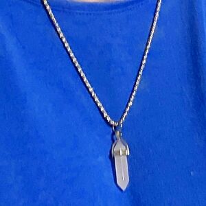 Lot of 3 Crystal Quartz, Clear, Turquoise, and Dark color with sparkles Necklace